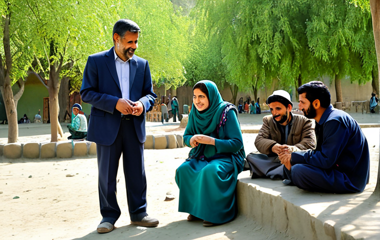 A diverse group of Afghan families, including children and adults of various ages, smiling and engaged in a family-friendly activity at the Kabul Zoo. They are respectfully observing playful monkeys in a spacious, well-maintained enclosure, with a vibrant peacock nearby displaying its feathers. All individuals are fully clothed in modest, contemporary attire suitable for a public park setting. The scene is set within the lush, green grounds of the Kabul Zoo, bathed in soft, natural sunlight. This image evokes a sense of hope, community, and peace. Professional photography, high resolution, realistic rendering, perfect anatomy, correct proportions, natural poses, well-formed hands, proper finger count, natural body proportions, safe for work, appropriate content, fully clothed, family-friendly.