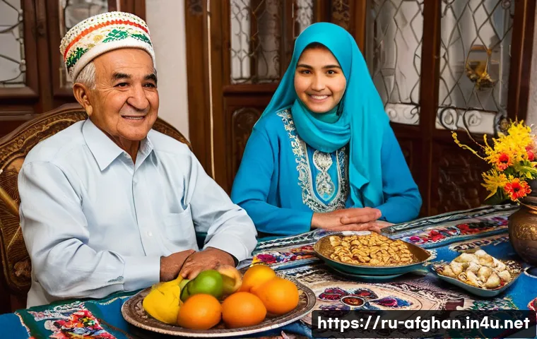 우즈벡족의 정착 지역 - **Prompt for Uzbek Family Life & Tradition:**
"A cozy and brightly lit interior scene depicting ...