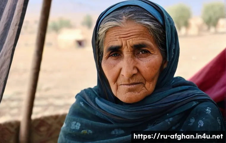 아프가니스탄 난민 현황 - **"Echoes of Home and Resilience"**: An older Afghan woman, her face etched with a lifetime of stori...