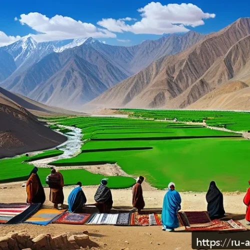 Home 31 아프가니스탄 언어의 변천사 - A detailed and vibrant scene of a traditional Afghan mountain village showcasing ethnic diversity: m...