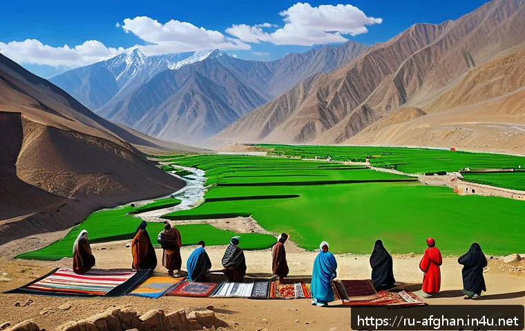 아프가니스탄 언어의 변천사 - A detailed and vibrant scene of a traditional Afghan mountain village showcasing ethnic diversity: m...